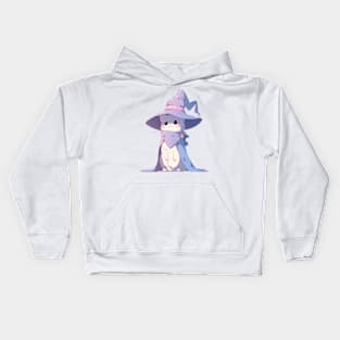 White Cat Wearing Witch Hat and Cape Kids Hoodie